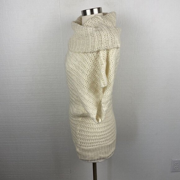 Free People Sweater S Womens Ivory Cowl Neck Batwing Short Sleeve Loose Knit - Picture 4 of 8